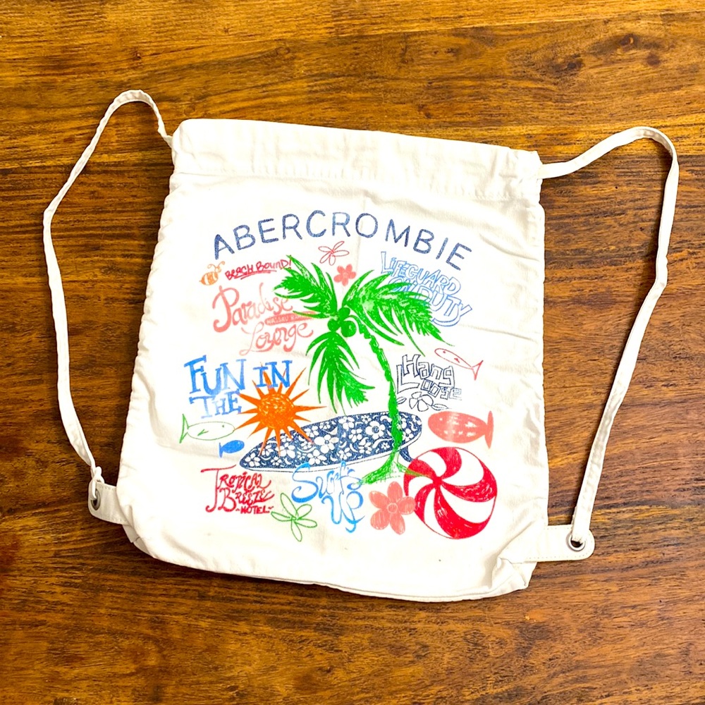 🌼 RARE Vintage Abercrombie drawstring beach bag